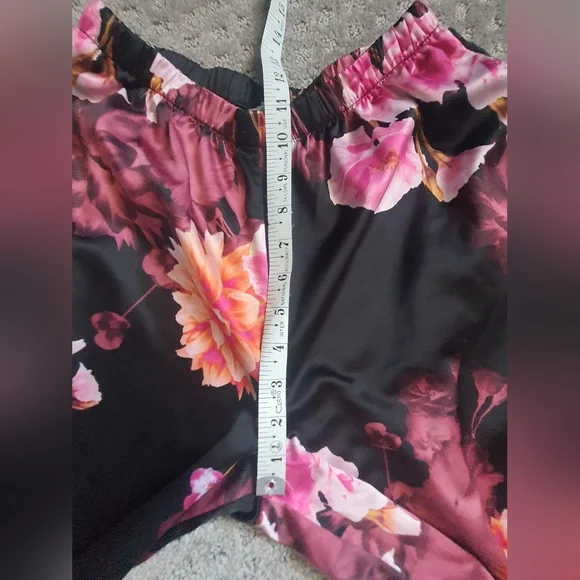 Sofia Vagaras Intimates Satin PJ Set 3pc Black Pink Purple Floral - Picture 11 of 12